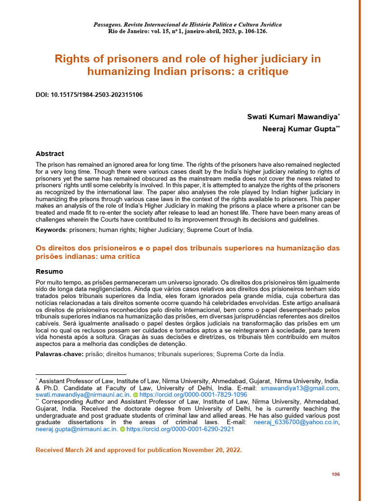 Humanizing Indian Prisons: Judiciary's Role | PDF | Prison | Solitary ...