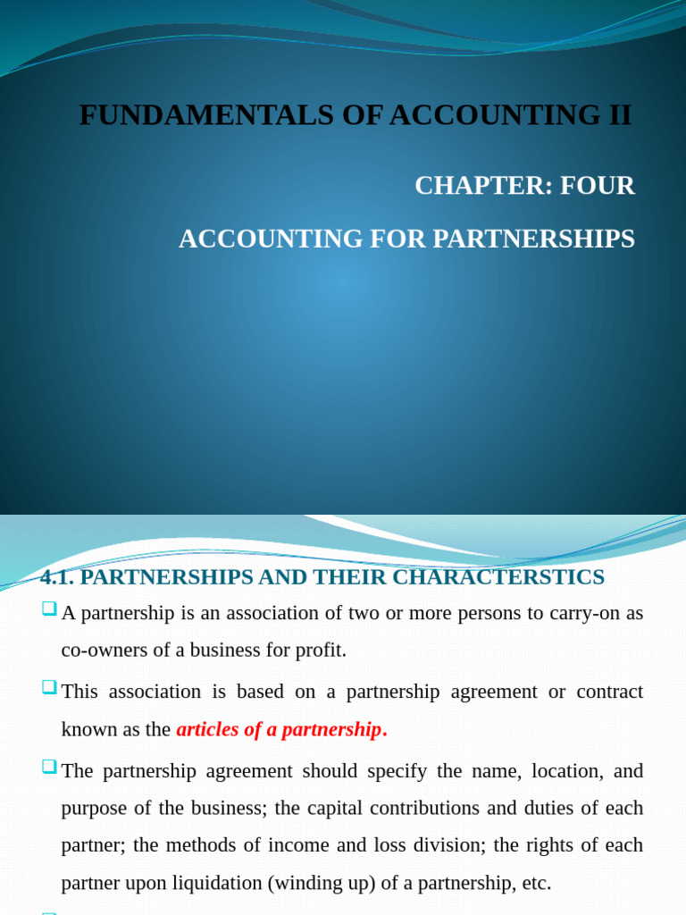 Accounting for Partnerships Explained | PDF | Partnership | Equity ...