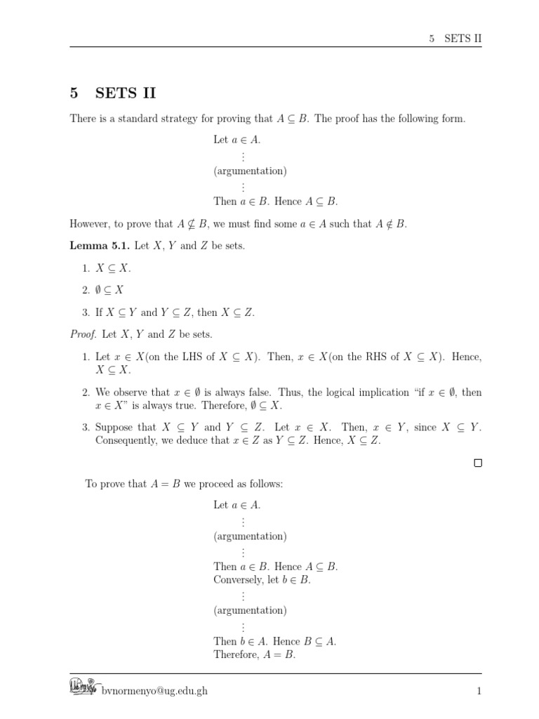 Set Theory Proofs and Theorems | PDF | Argument | Mathematical Proof