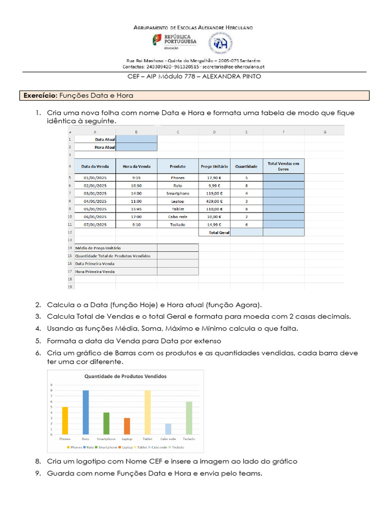 Funções de Data e Hora no Excel | PDF