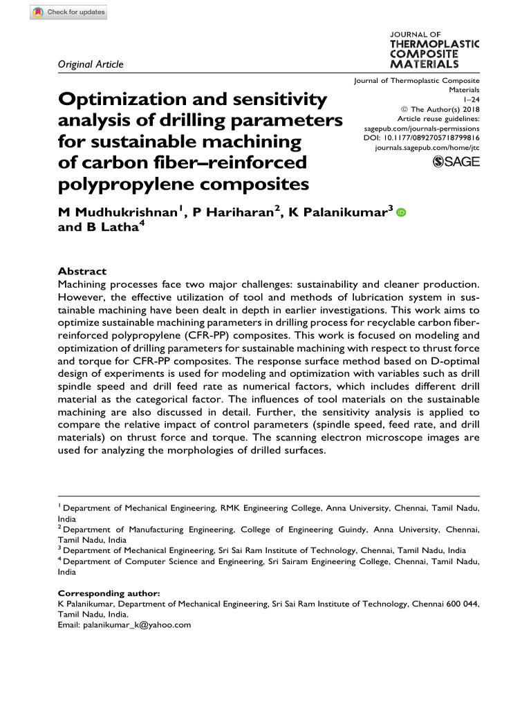 Optimization and Sensitivity Analysis of Drilling Parameters For ...