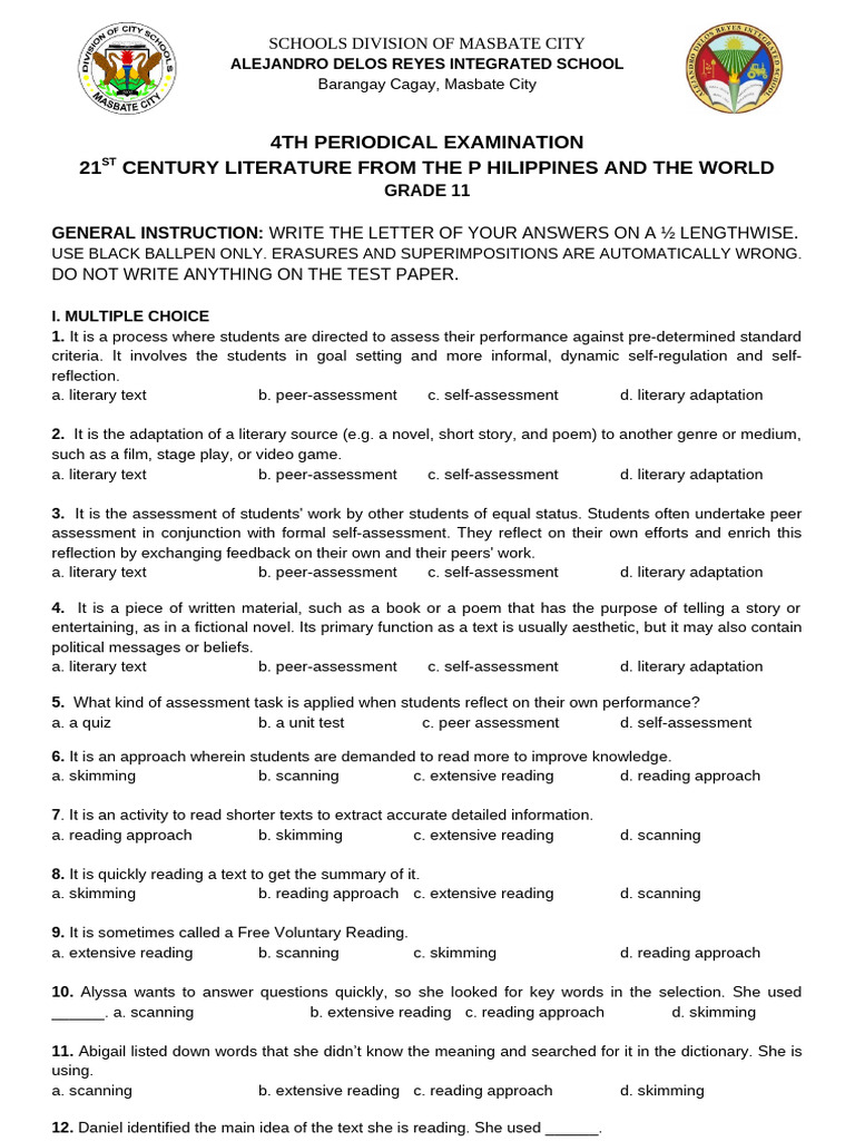 Grade 11 Literature Exam Guide | PDF | Multimedia | Parable