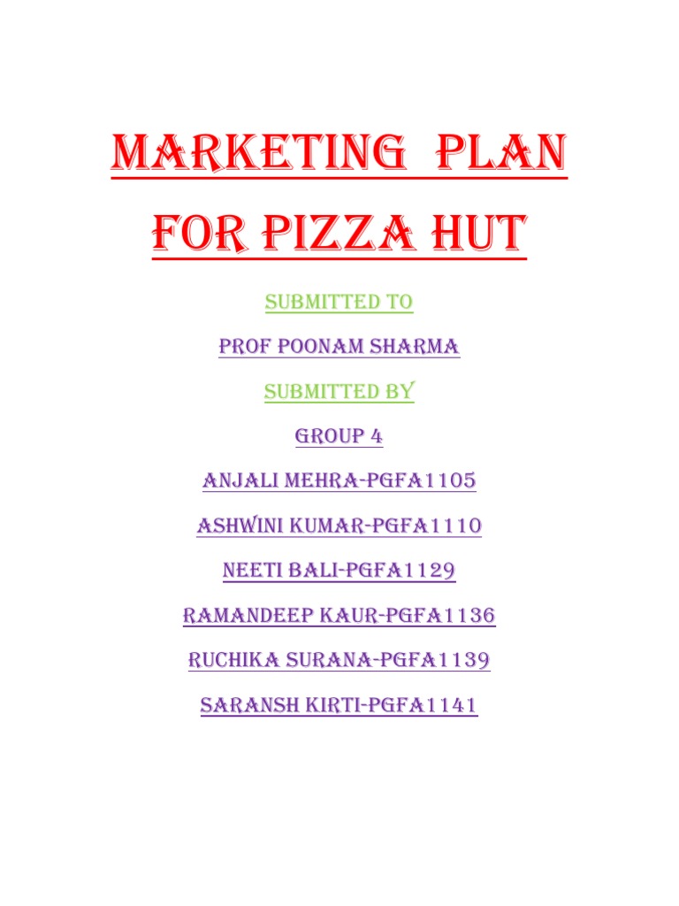 Marketing Plan (Pizza Hut) Strategic Management Competition