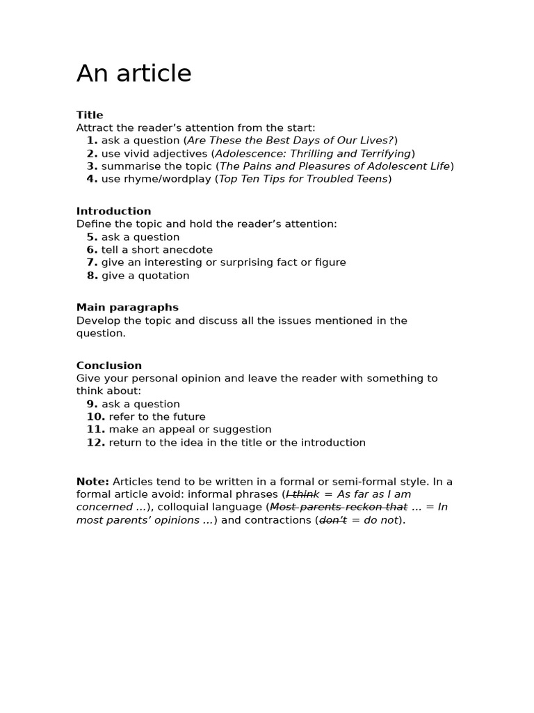 Engaging Article Writing Techniques | PDF