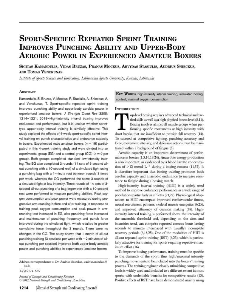 Boosting Boxing Performance with Sprint Training | PDF | High Intensity ...
