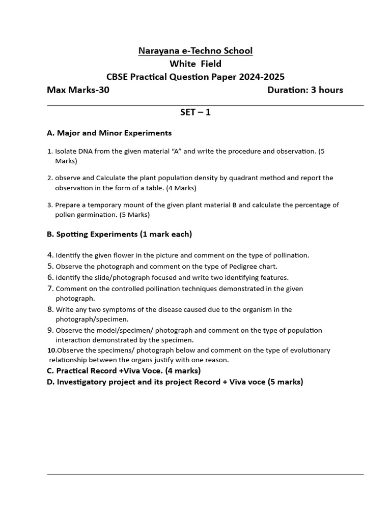 CBSE Practical Question Paper 2024-25 | PDF