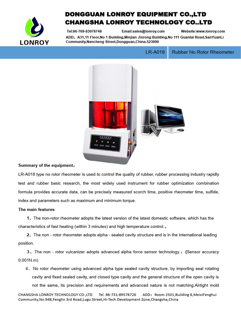 LR-A018 No Rotor Rheometer Overview | PDF | Young's Modulus | Natural ...