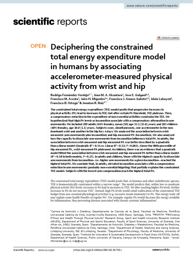 Energy Expenditure and Physical Activity Analysis | PDF | Regression ...