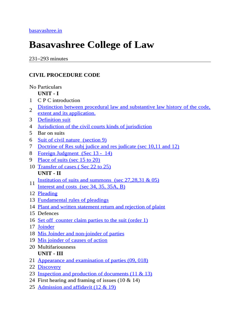 Civil Procedure Code Overview | PDF | Lawsuit | Res Judicata