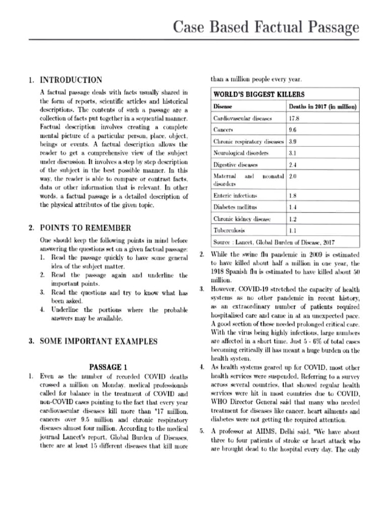Understanding Factual Passages in Health | PDF