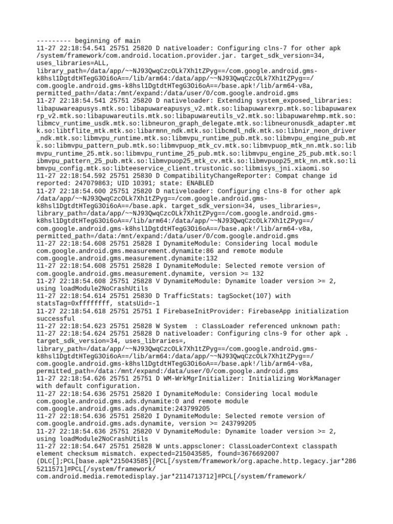Android App Initialization Logs | PDF | Android (Operating System ...