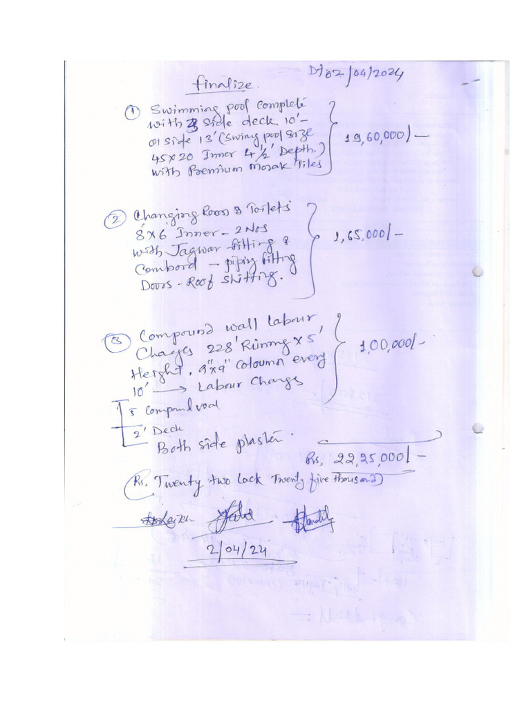 Swimming Pool Order | PDF