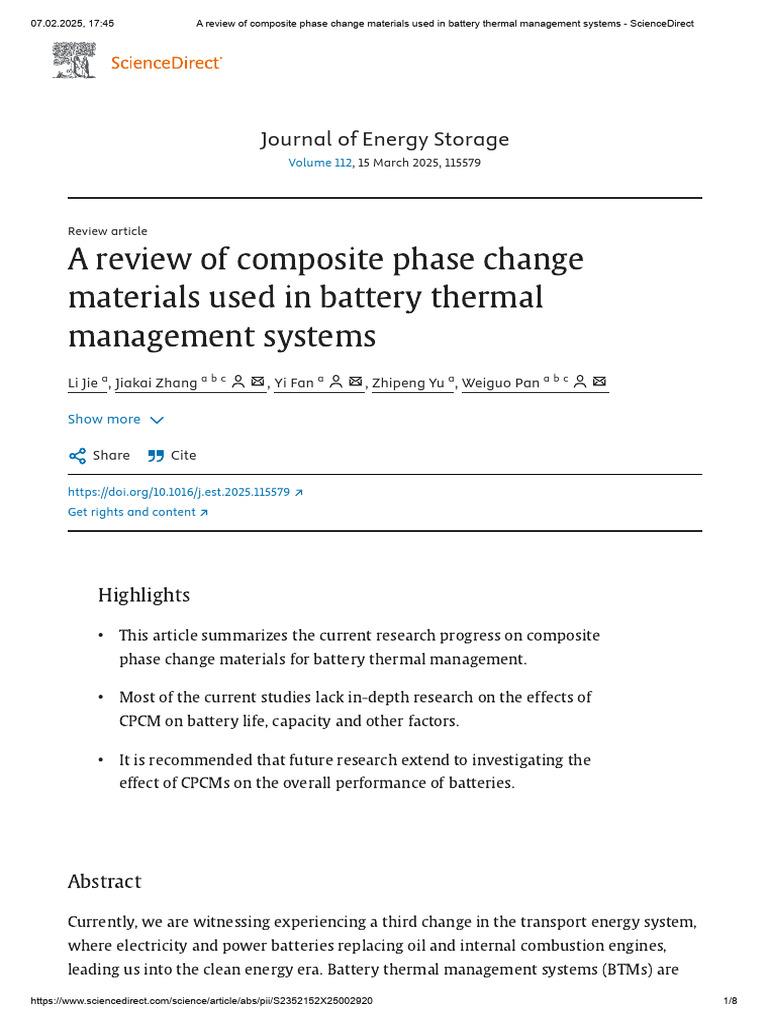 A Review of Composite Phase Change Materials Used in Ba | PDF ...