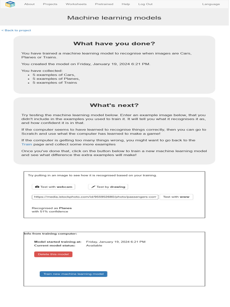 Machine Learning Model Training for Kids | PDF