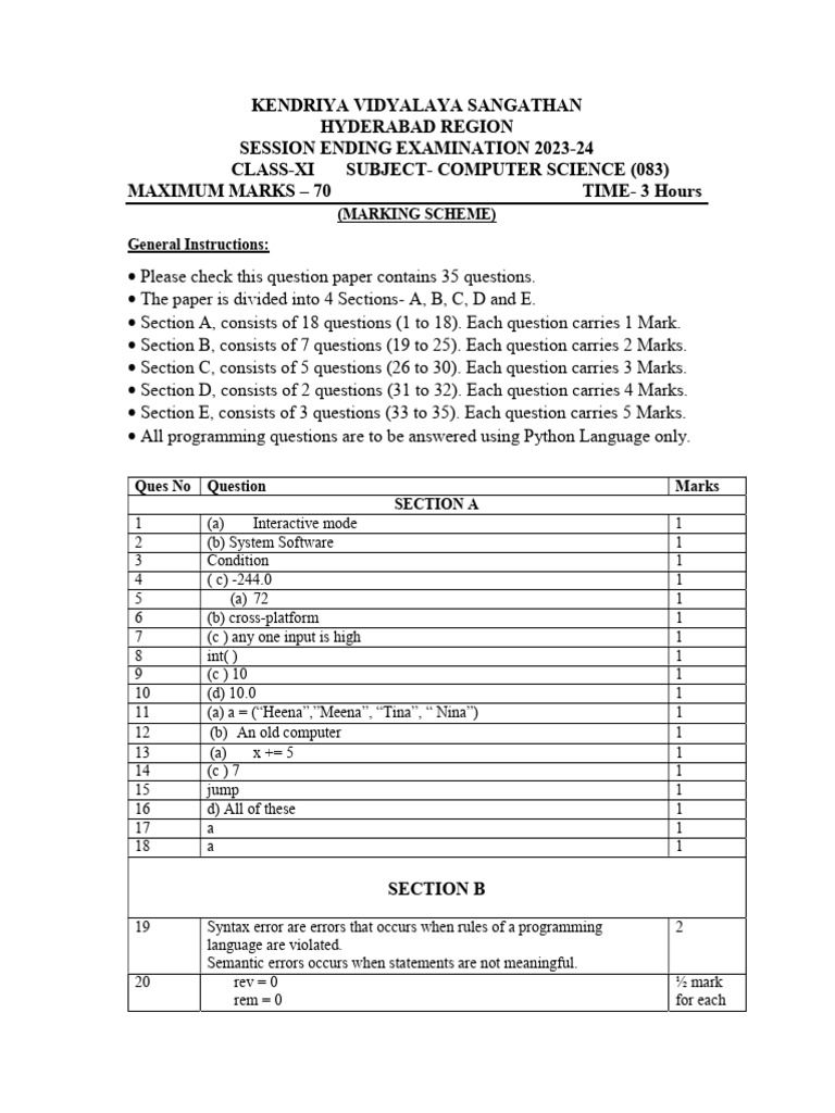 Marking Scheme | PDF | Computer Program | Programming