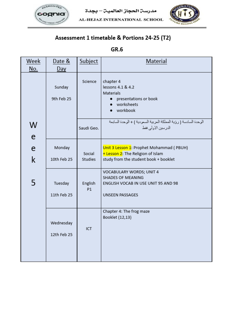 Grade 6 Assessment Timetable T2 | PDF | Languages | Foreign Language ...