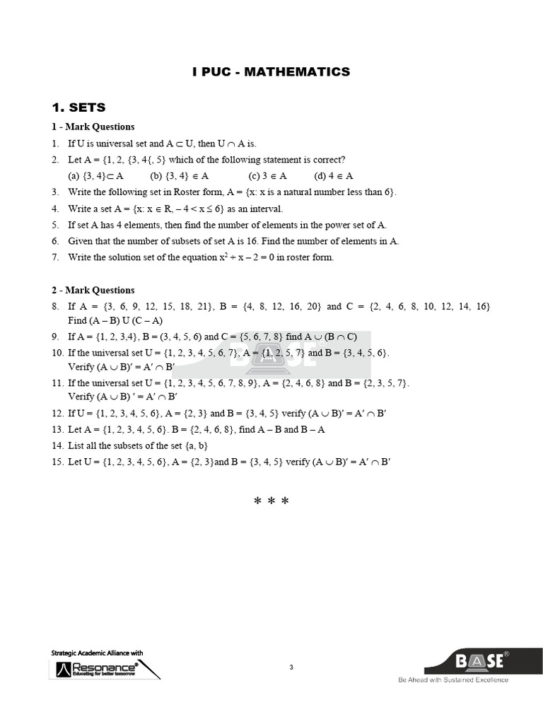 I PUC Mathematics Question Bank | PDF | Line (Geometry) | Ellipse