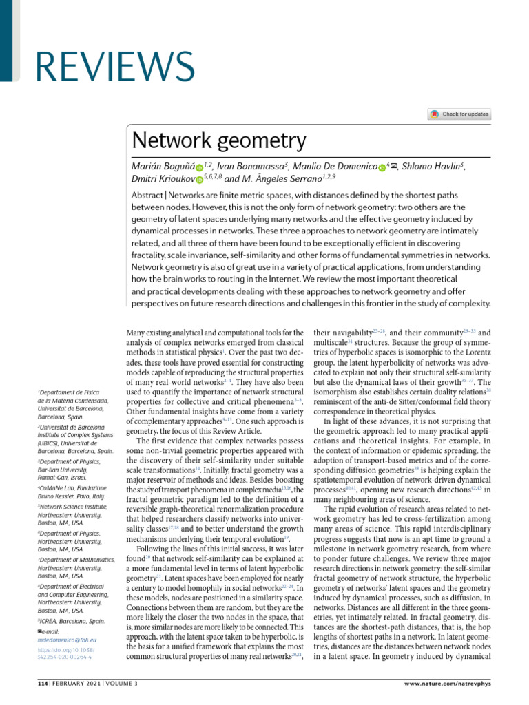 Network Geometry | PDF | Geometry | Hyperbolic Geometry