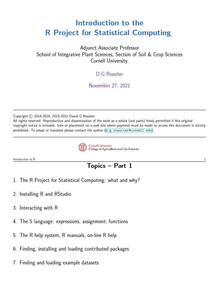 RIntro PLSCS6200 | PDF | Matrix (Mathematics) | R (Programming Language)