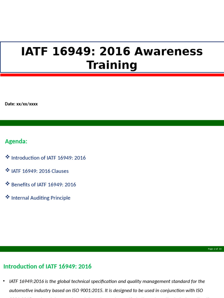 IATF 16949:2016 Training Overview | PDF | Audit | Quality Management