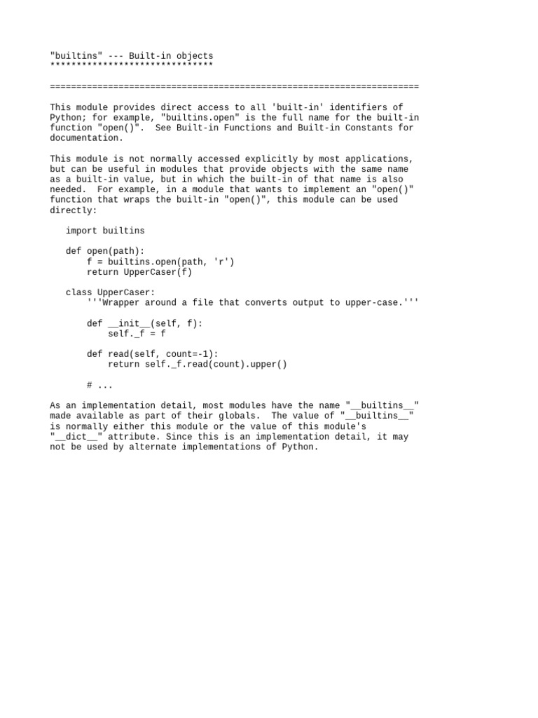 Python Builtins Module Guide | PDF