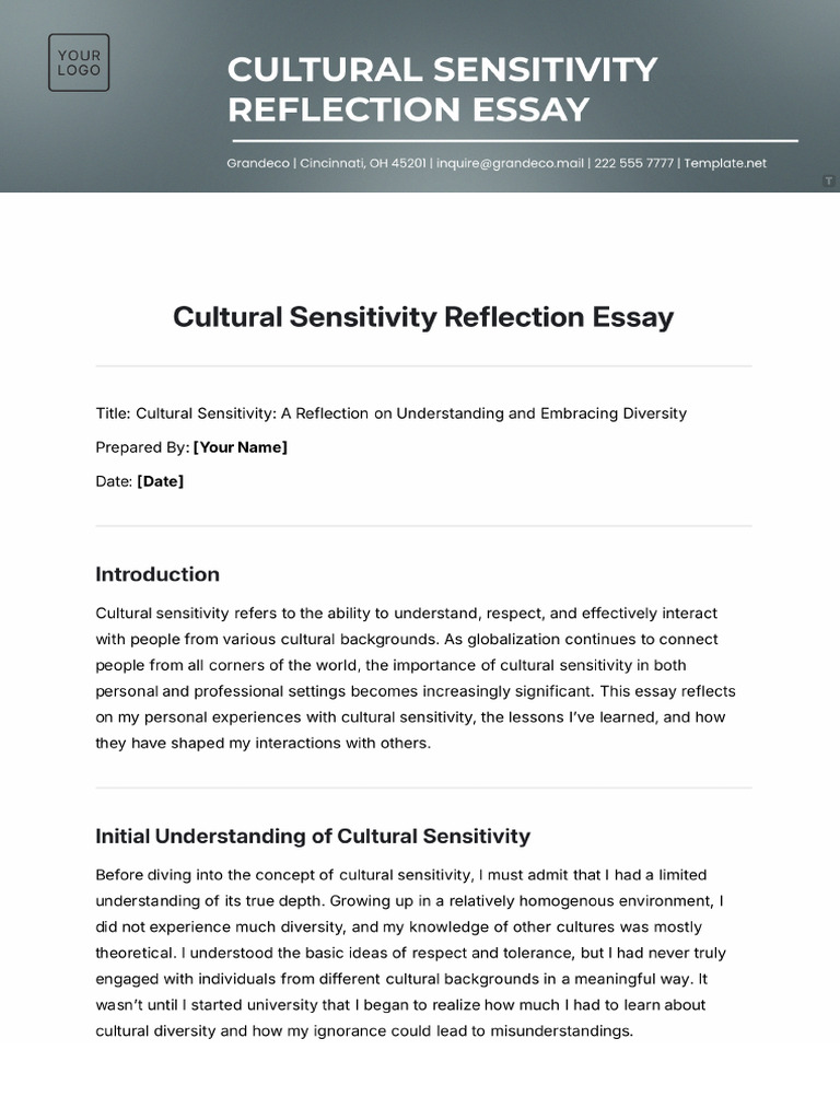 Cultural Sensitivity Reflection Essay Template | PDF