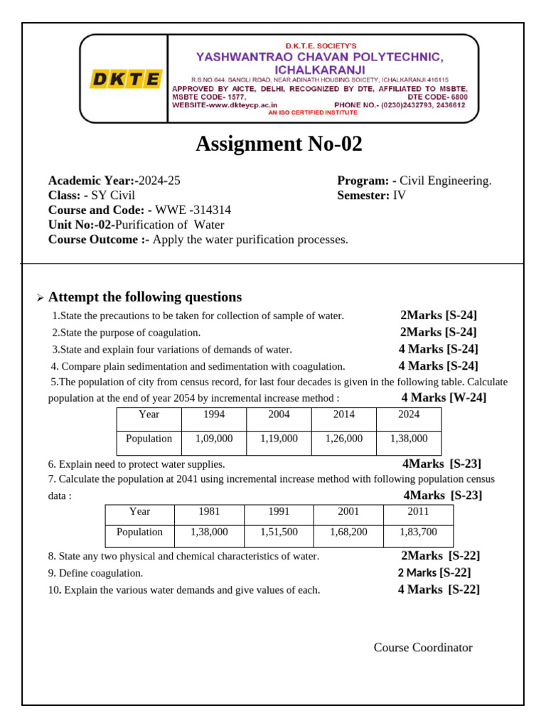 WWE-314314 Water Purification Assignment | PDF | Water Purification ...