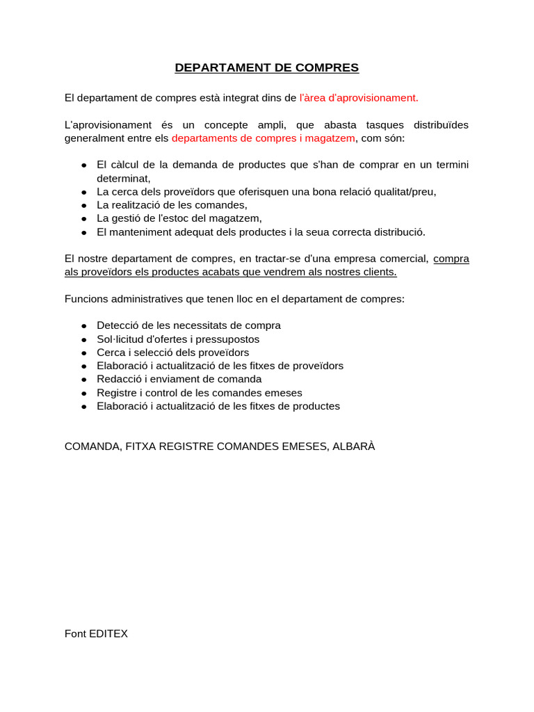 Departament de Compres | PDF