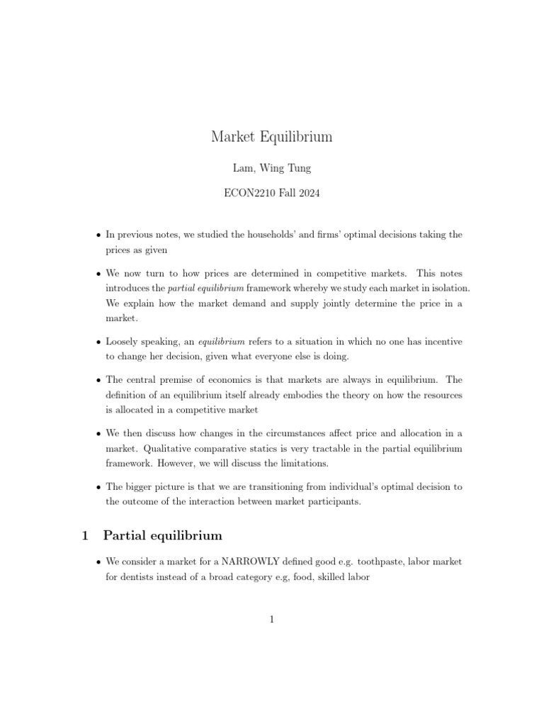 Understanding Market Equilibrium Dynamics | PDF | Supply And Demand ...