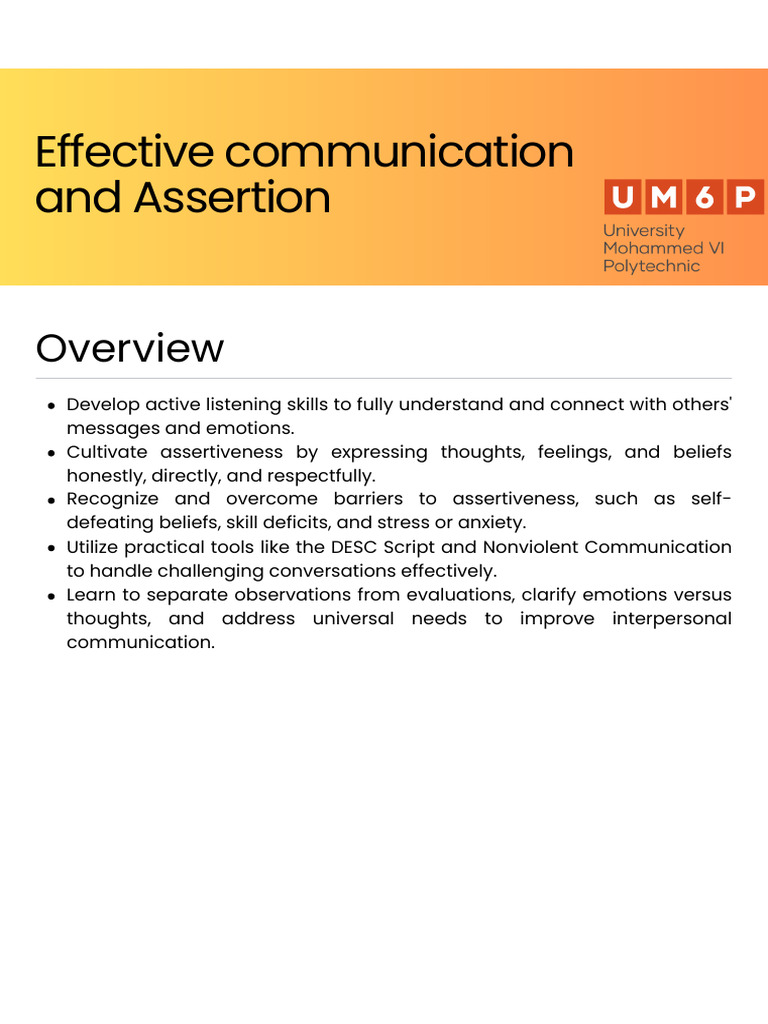 Effective Communication and Assertion | PDF | Communication | Psychology