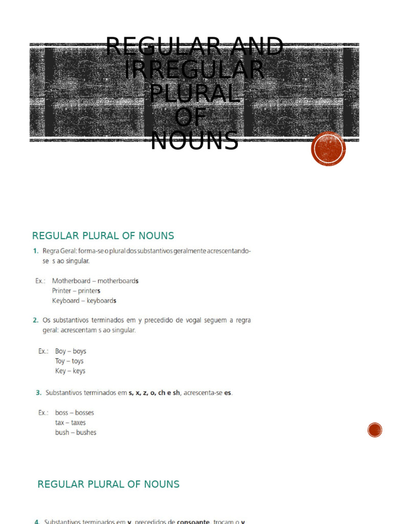 Regular and Irregular Plural of Nouns | PDF