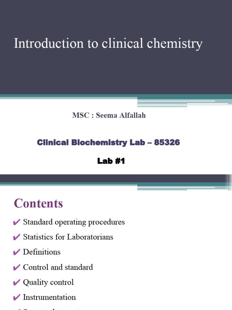 Clinical Chemistry Lab Overview and SOPs | PDF | Coefficient Of ...