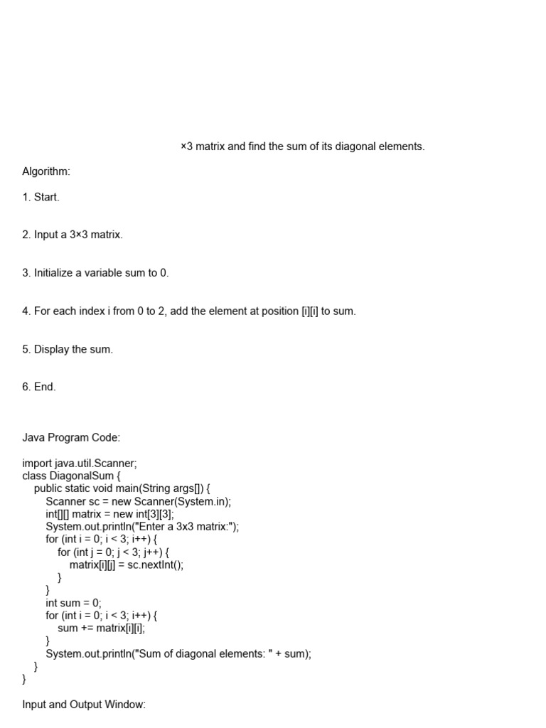 Java Programs for 3x3 Matrix Operations | PDF | Matrix (Mathematics ...