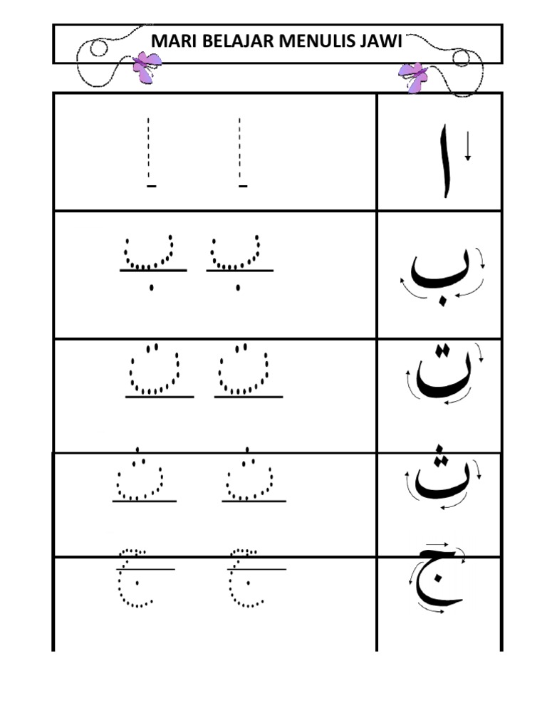 Lembaran Kerja Menulis Tulisan Jawi | PDF
