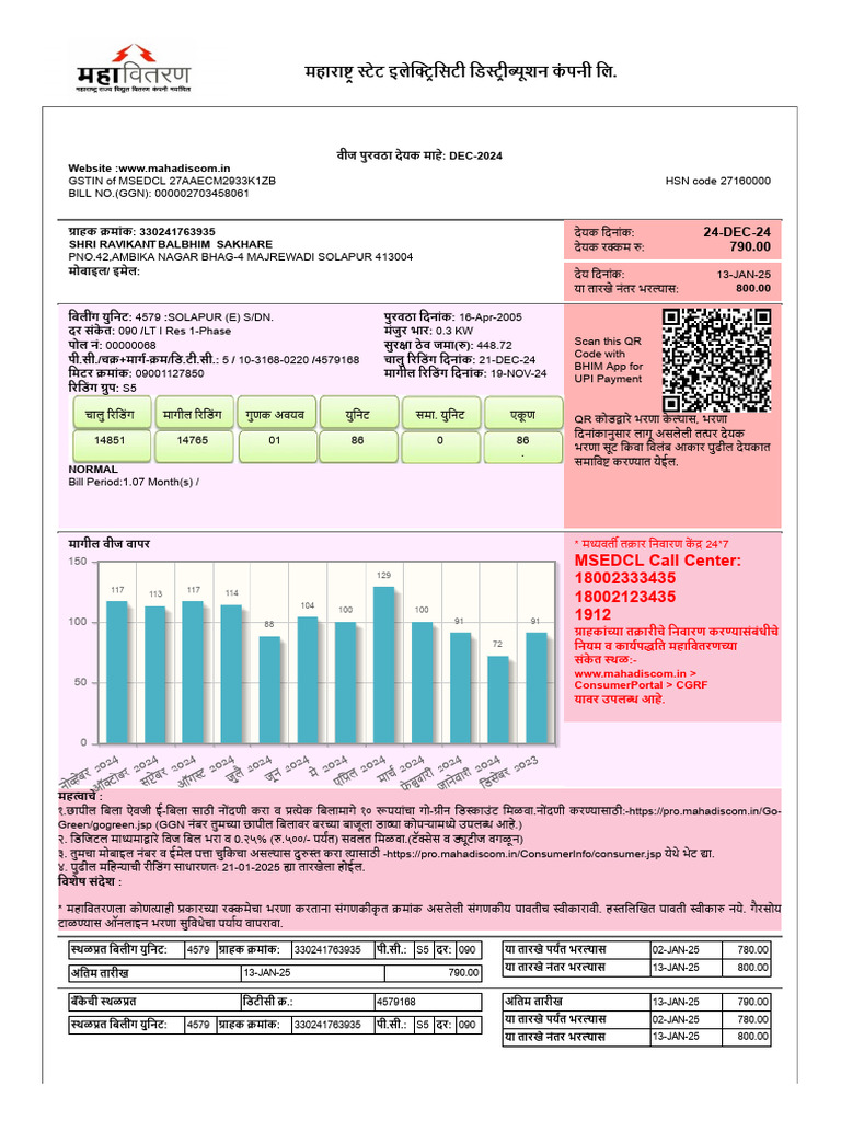 DEC-2024 Website:www - Mahadiscom.in: MSEDCL Call Center: 18002333435 ...