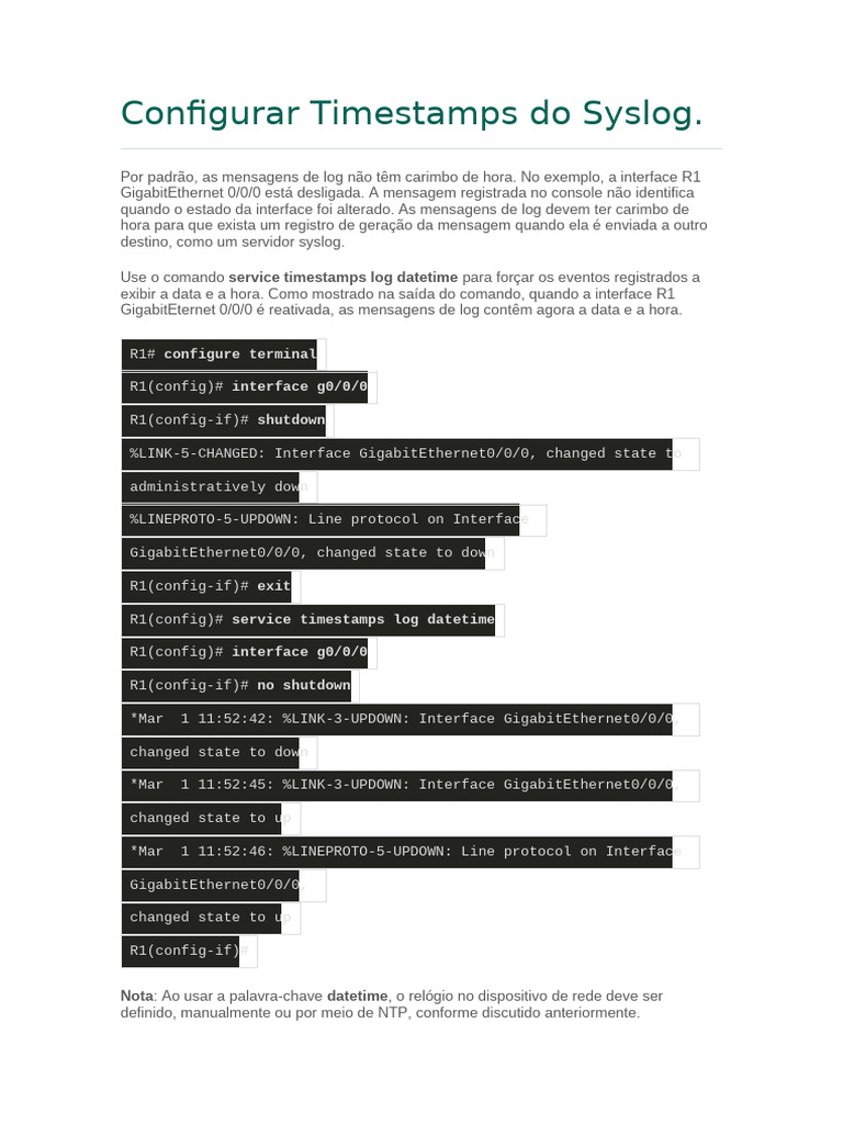Como Configurar Timestamps no Syslog | PDF