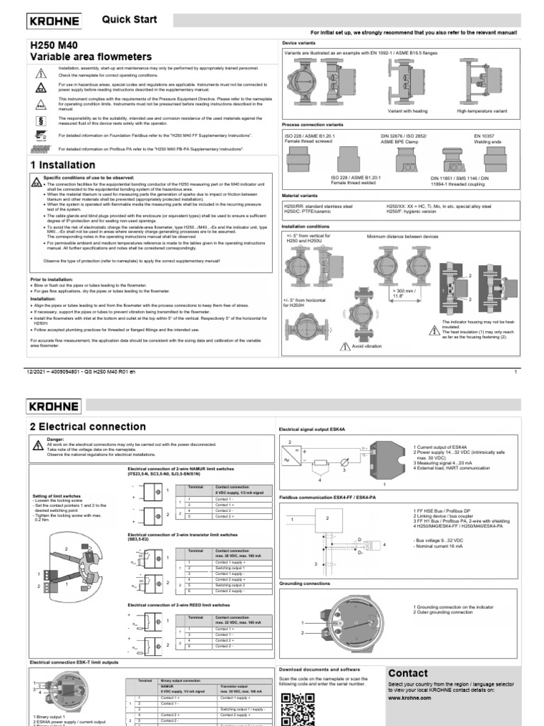quick_start_h250_m40_r1_en_gb | PDF | Flow Measurement | Pipe (Fluid ...