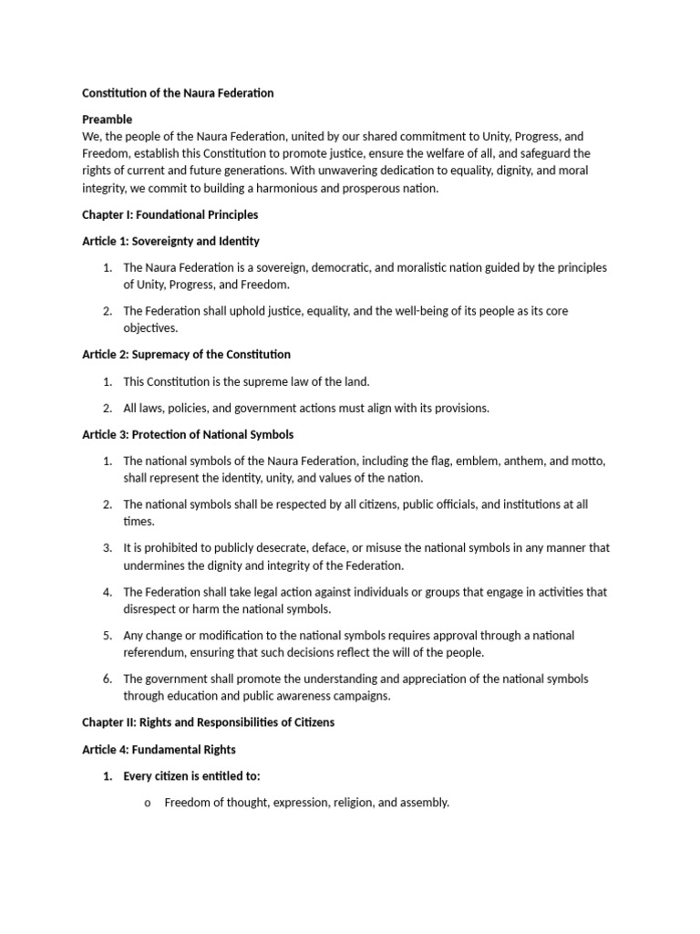 Naura Federation Constitution Overview | PDF | Bill (Law) | Supermajority