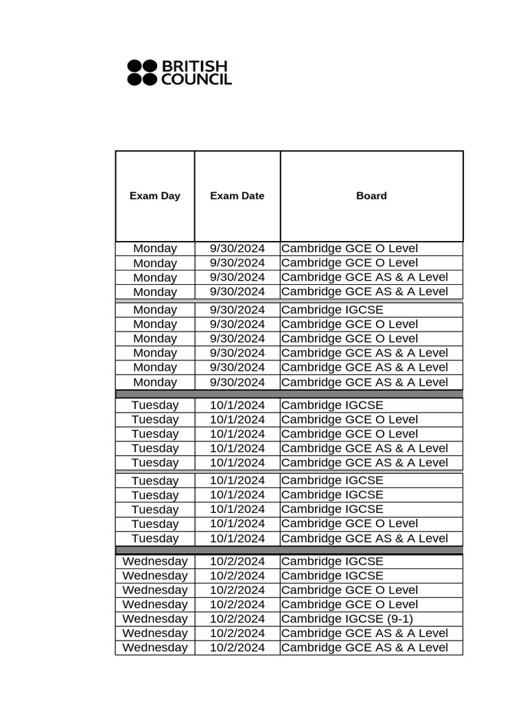 Cambridge Exam Schedule 2024 | PDF | Science | Mathematics