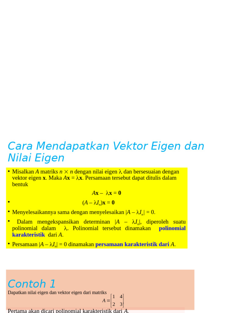 Cara Menentukan Nilai dan Vektor Eigen | PDF