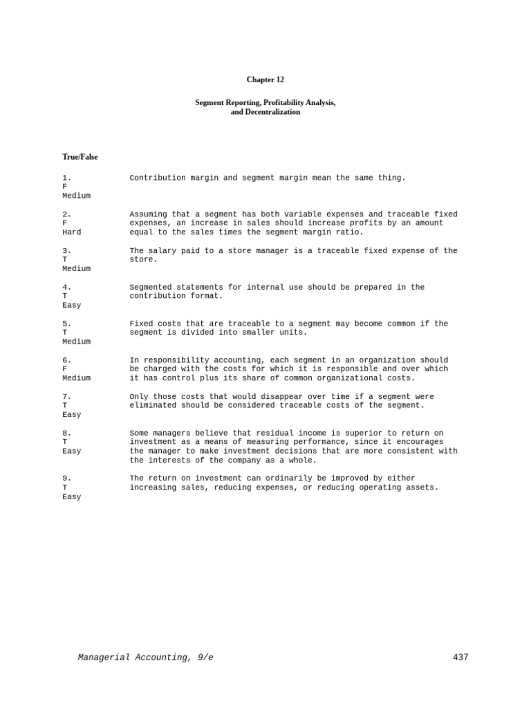Segment Reporting and Profitability Analysis | PDF | Book Value ...