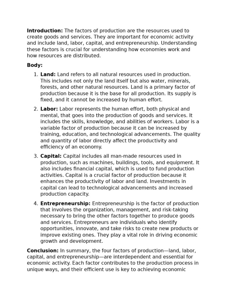 Understanding Factors of Production | PDF