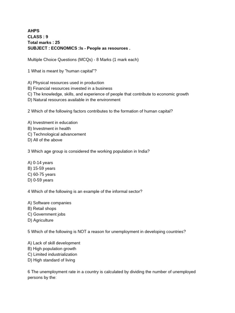 Class 9 Economics Summary