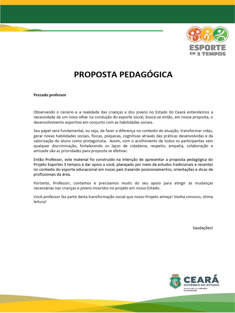 Proposta Pedagógica para Esporte Educacional | PDF | Pedagogia ...