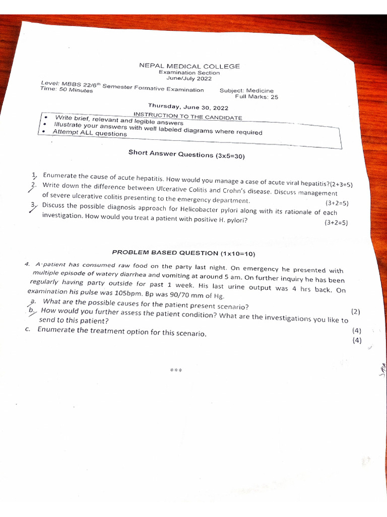 3rd Year - 22nd Batch Questions | PDF