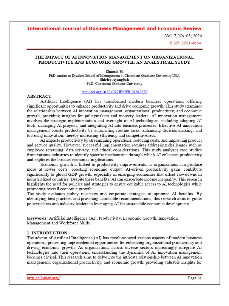 AI Innovation's Impact on Productivity | PDF | Artificial Intelligence ...