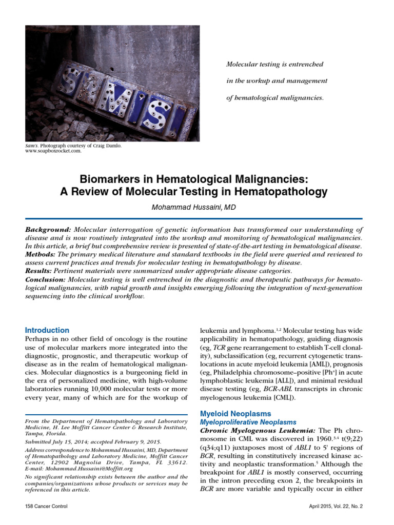 Biomarkers in Hematological Malignancies a Review of Molecular Testing ...