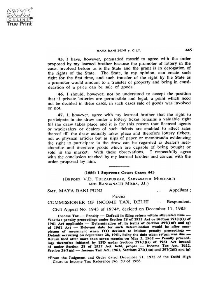 Maya Rani Punj v. CIT | PDF | Public Law | Supreme Court Of The United ...