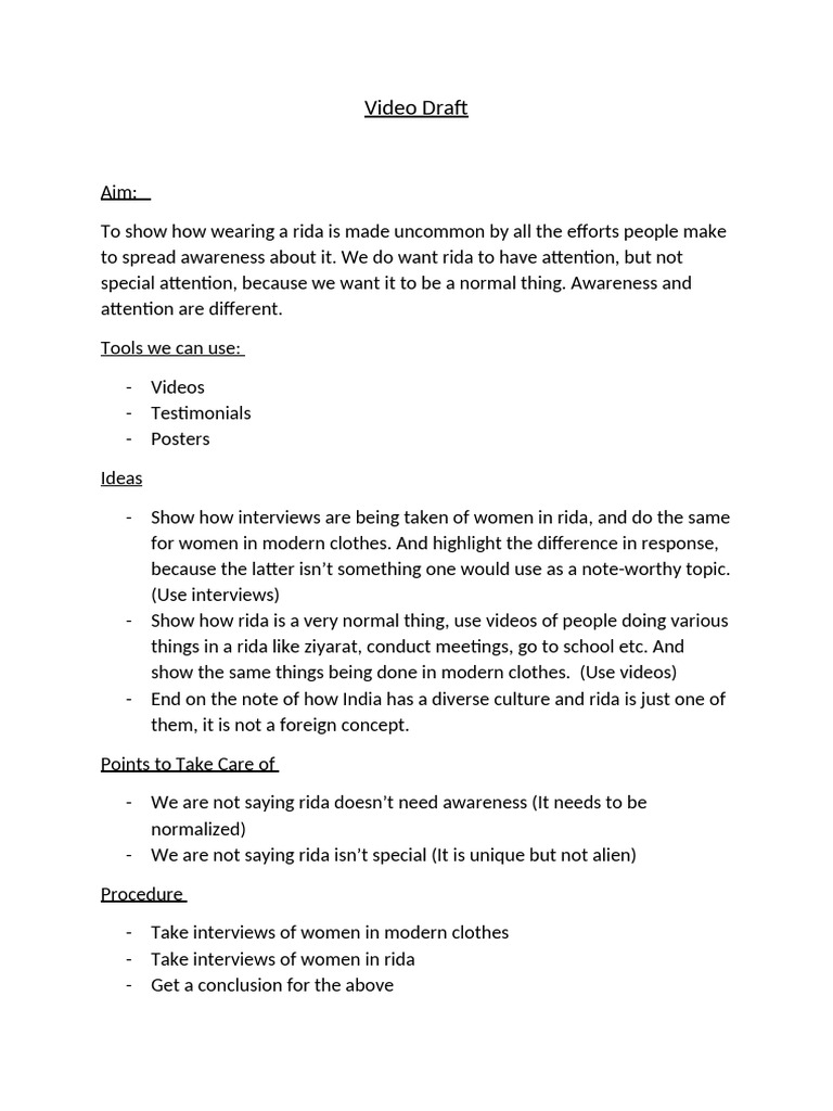 Video Content Draft | PDF