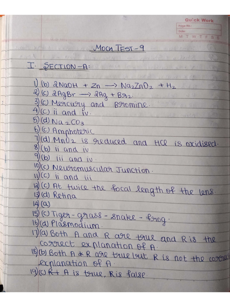 Mock Test 9 Science | PDF